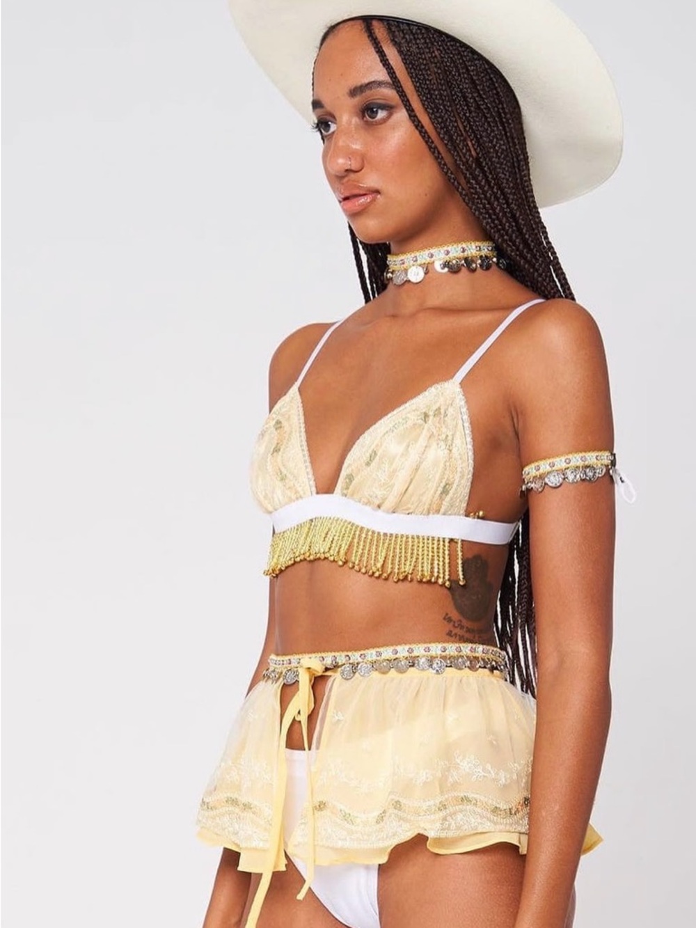 Yellow Fringe ruffle skirt